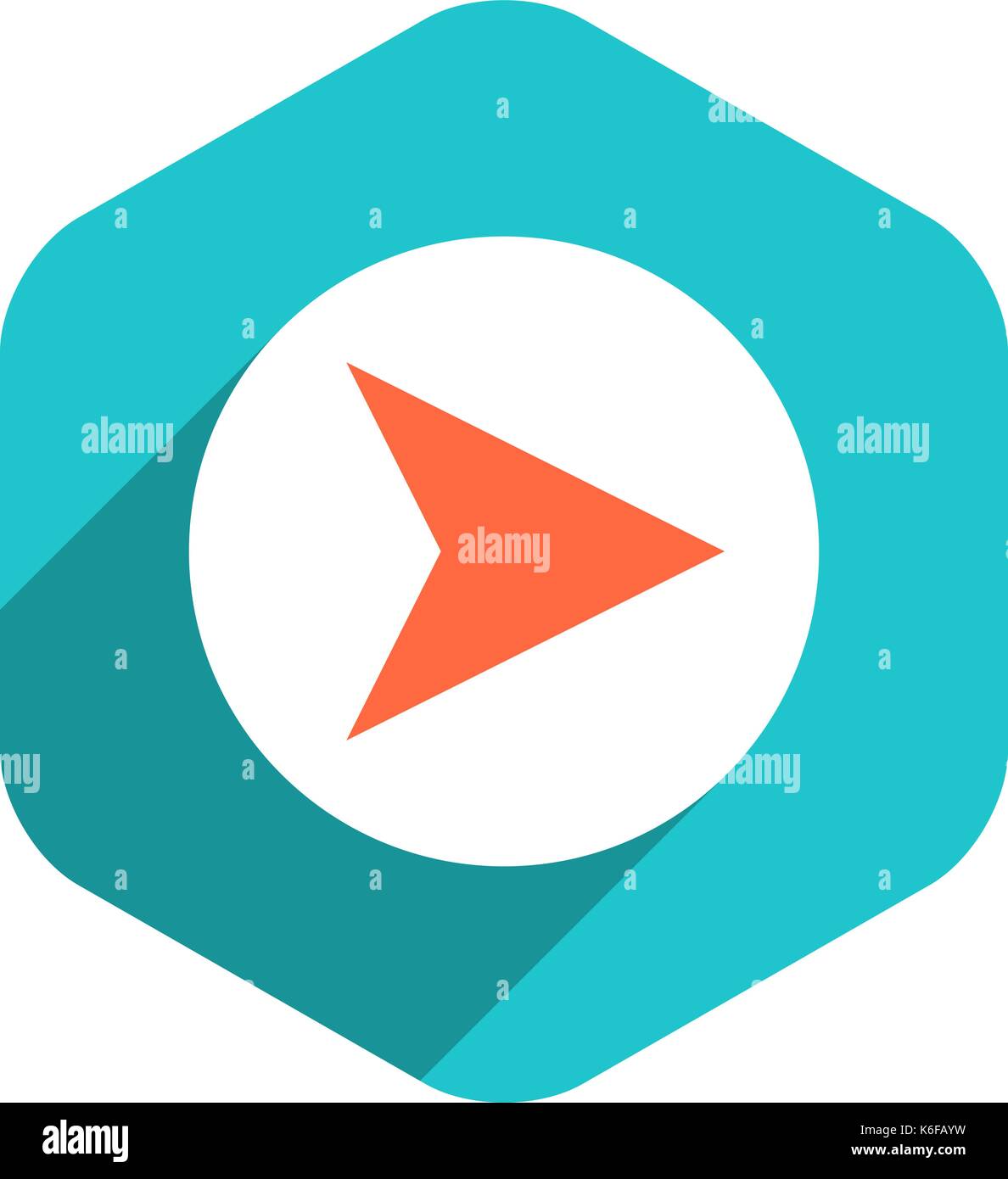 Use it in all your designs. Arrow sign on round icon in hexagon shape ...