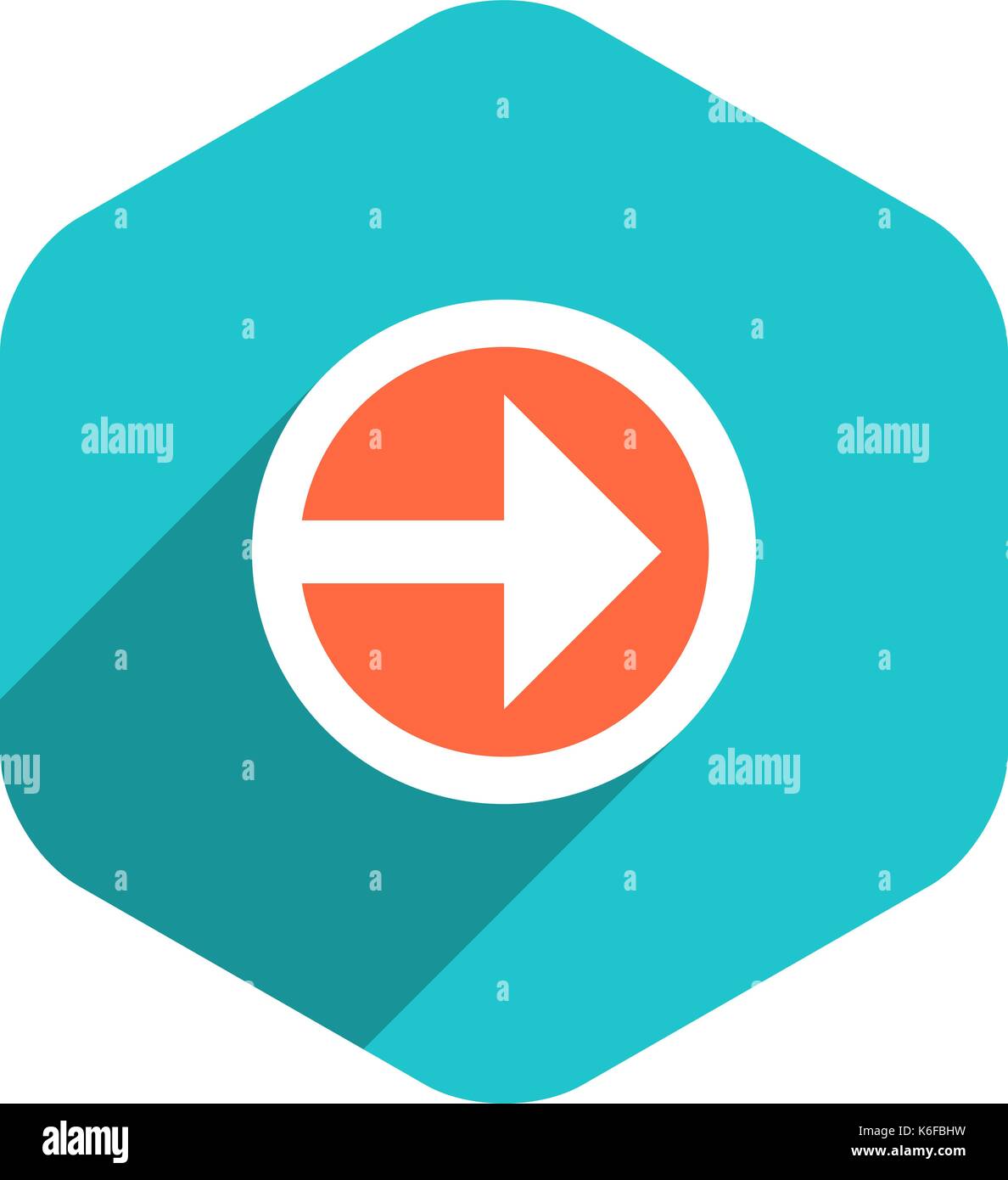 Use it in all your designs. Arrow sign on round icon in hexagon shape ...