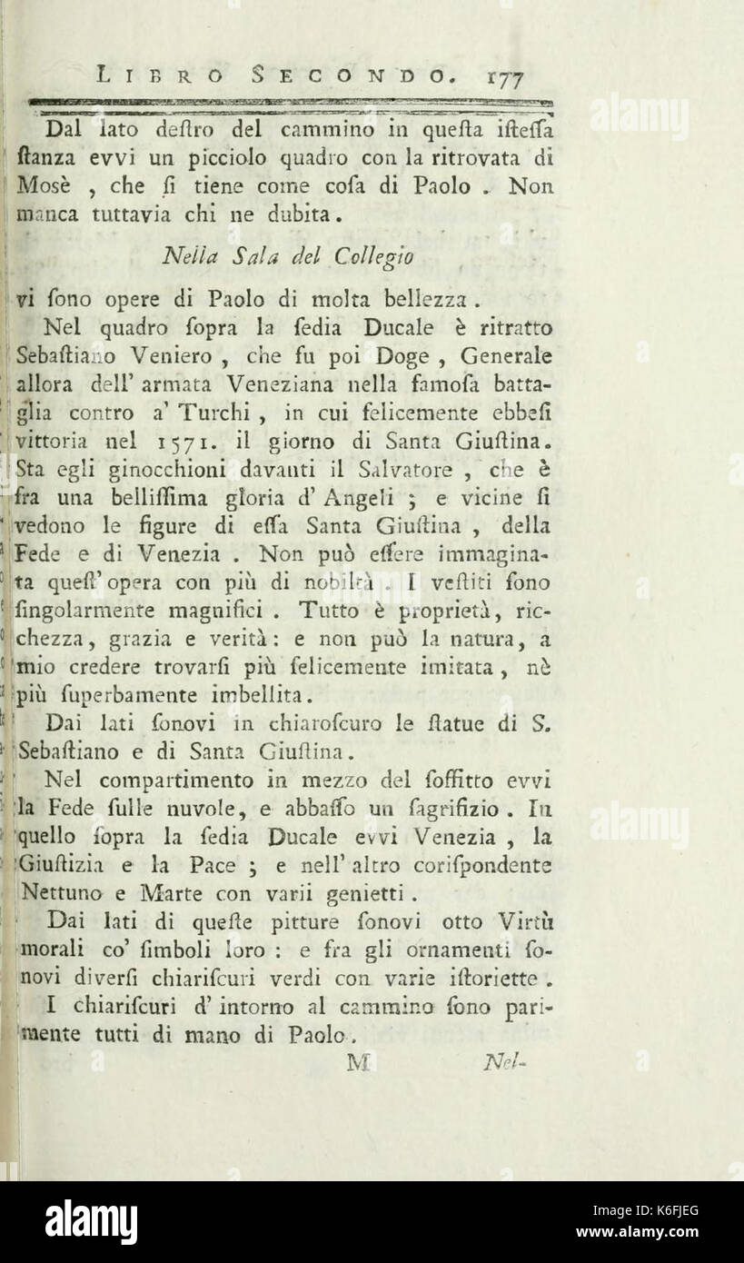 Della Pittura Veneziana e delle Opere Publiche de' Veneziani Maestri Libri V p 177 Stock Photo