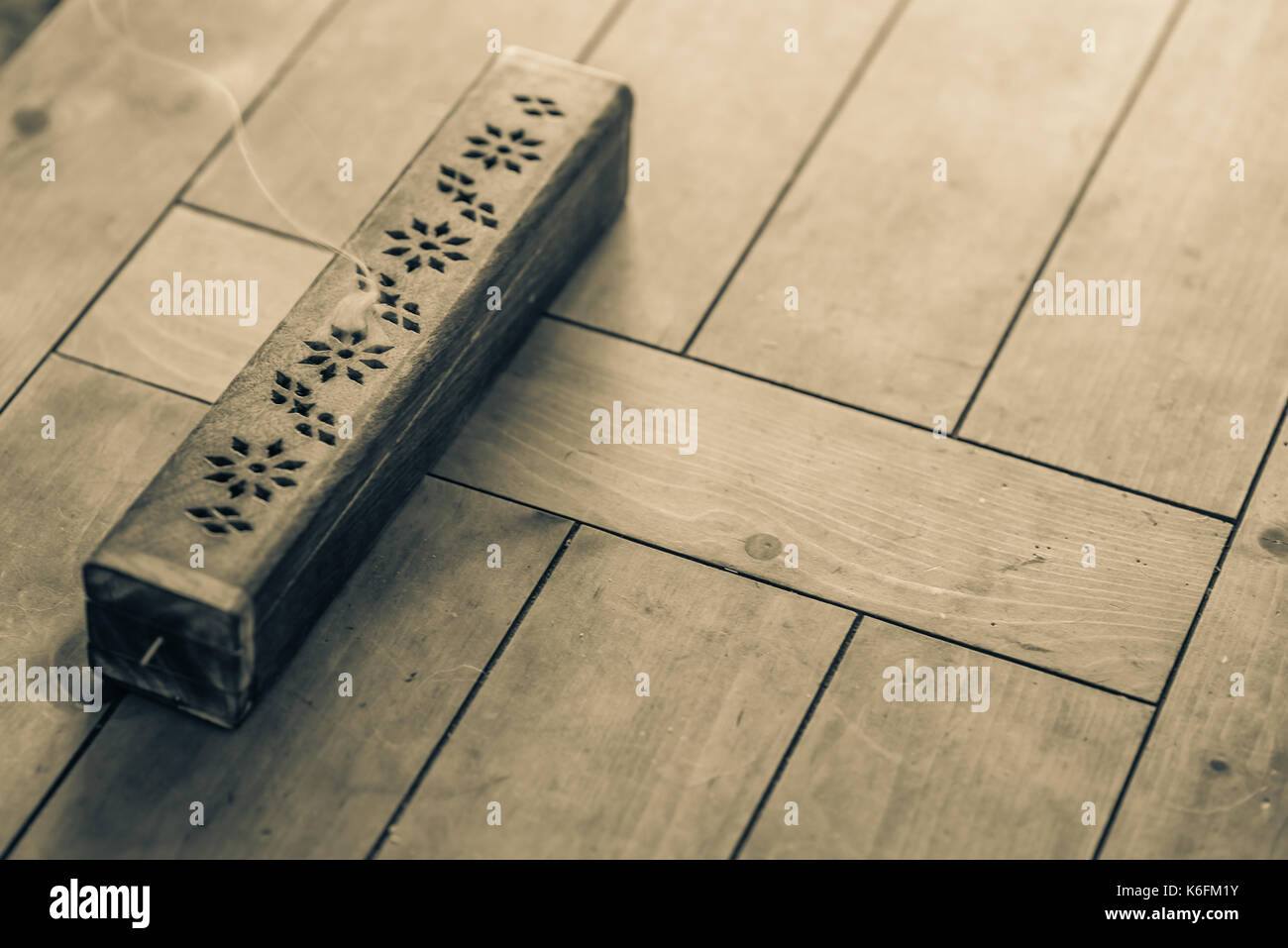 Smoke from wooden incense burner Stock Photo Alamy