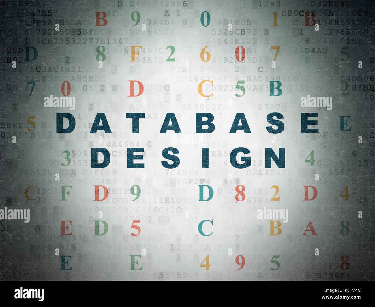 Programming concept: Database Design on Digital Data Paper background ...