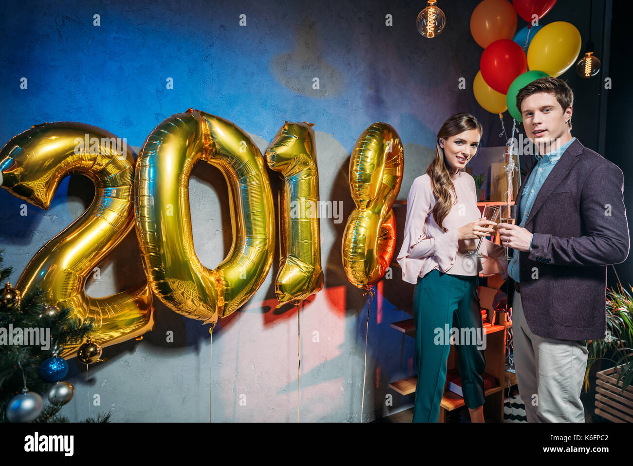 couple at new year party Stock Photo