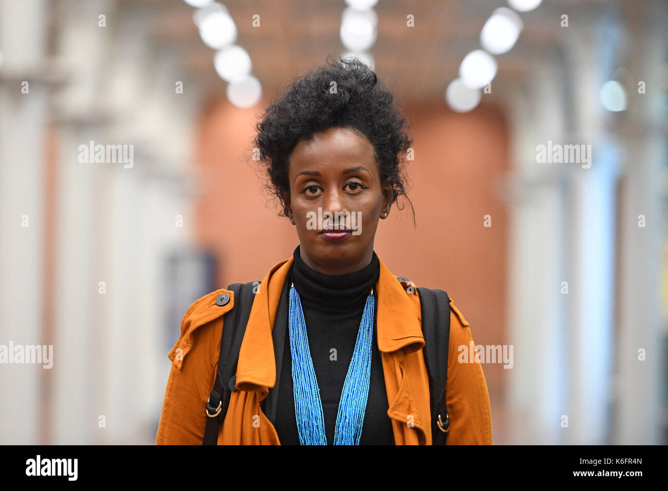 Embargoed to 1800 Tuesday September 12 FGM survivor Leyla Hussein at St Pancras International station in London as officers from the Metropolitan Police Service, British Transport Police, Kent Police and UK Border Force take part in Operation Limelight at the Eurostar terminal at St Pancras International in London, which is aimed at safeguarding children and vulnerable people from harmful practices and human trafficking. Stock Photo