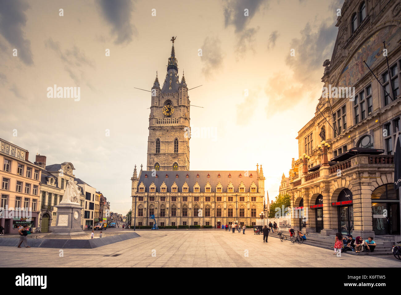 Ghent's old city center scenic place - Ghent, Belgium Stock Photo