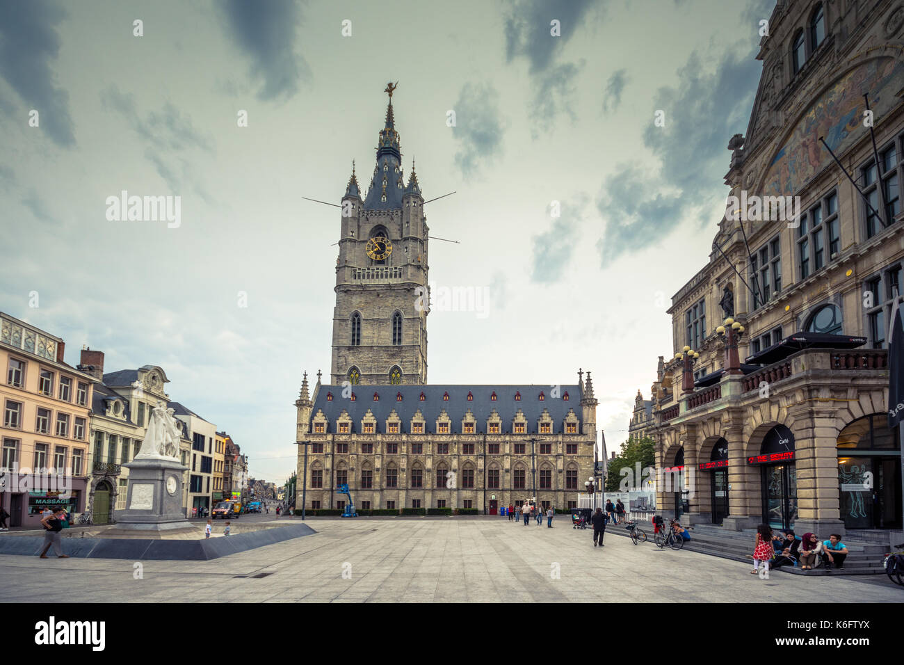 Ghent's old city center scenic place - Ghent, Belgium Stock Photo