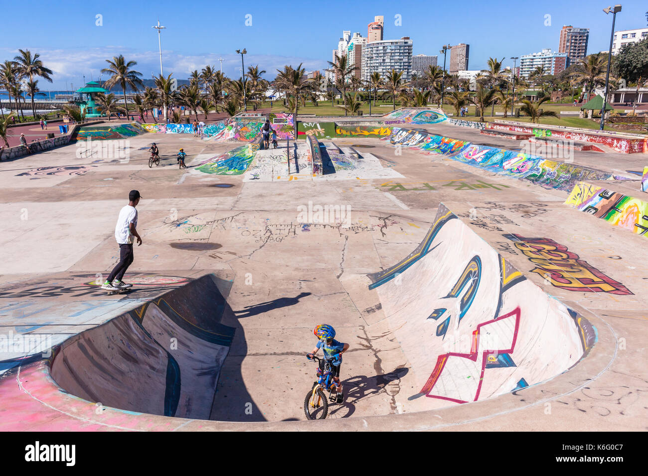 Beach Skateboard Park Durban, SouthAfrica 20 Aug 2017 Durban beach front promenade