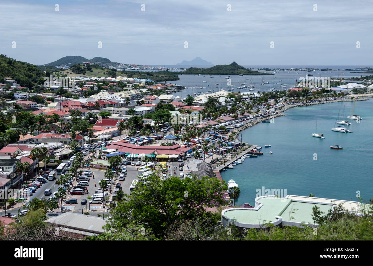 View of Marigot, French Saint Martin, West Indies - from Fort St Louis Stock Photo