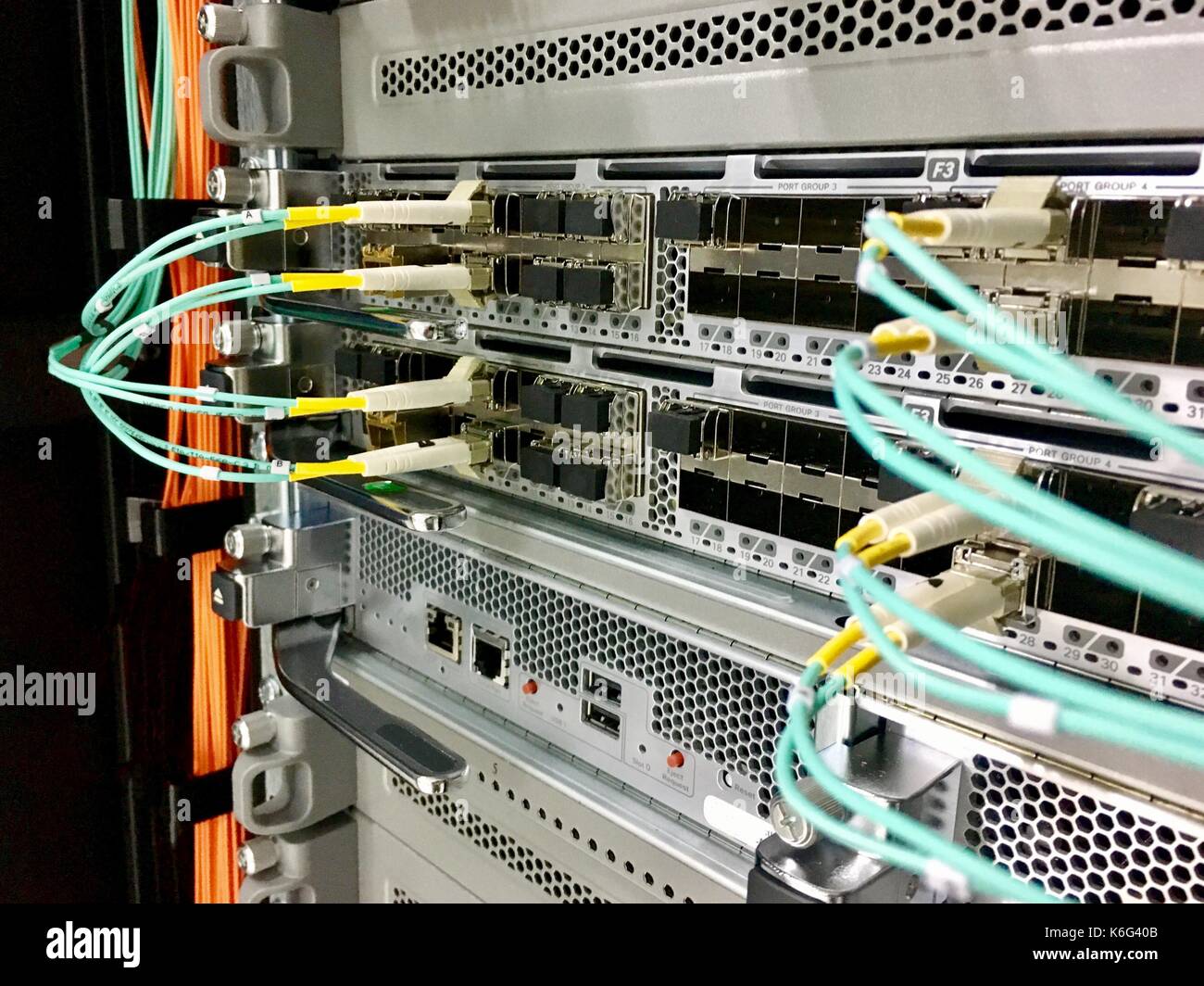 Fiber optic cables with connectors in group Stock Photo Alamy