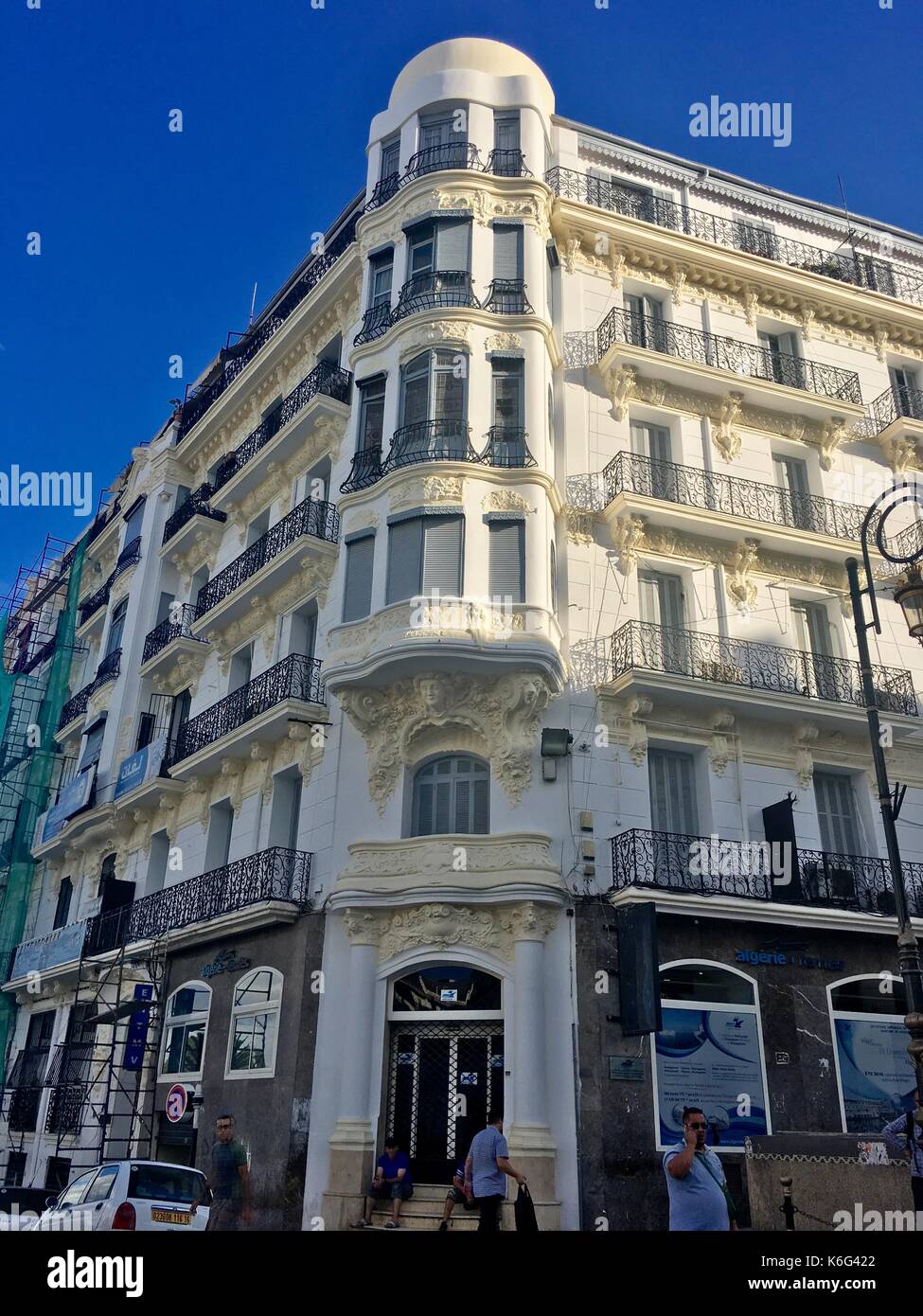 ALGIERS, ALGERIA - SEPTEMBER 15, 2017: French colonial side of the city of Algiers Algeria.Modern city has many old French type buildings. Stock Photo