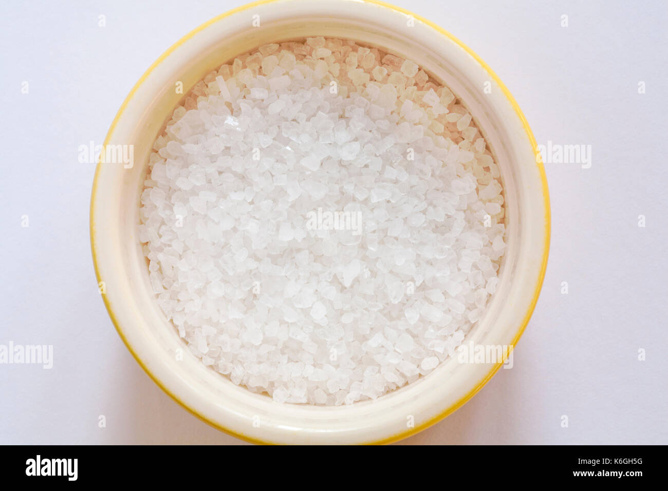 Bowl of Rock Salt close up Stock Photo Alamy