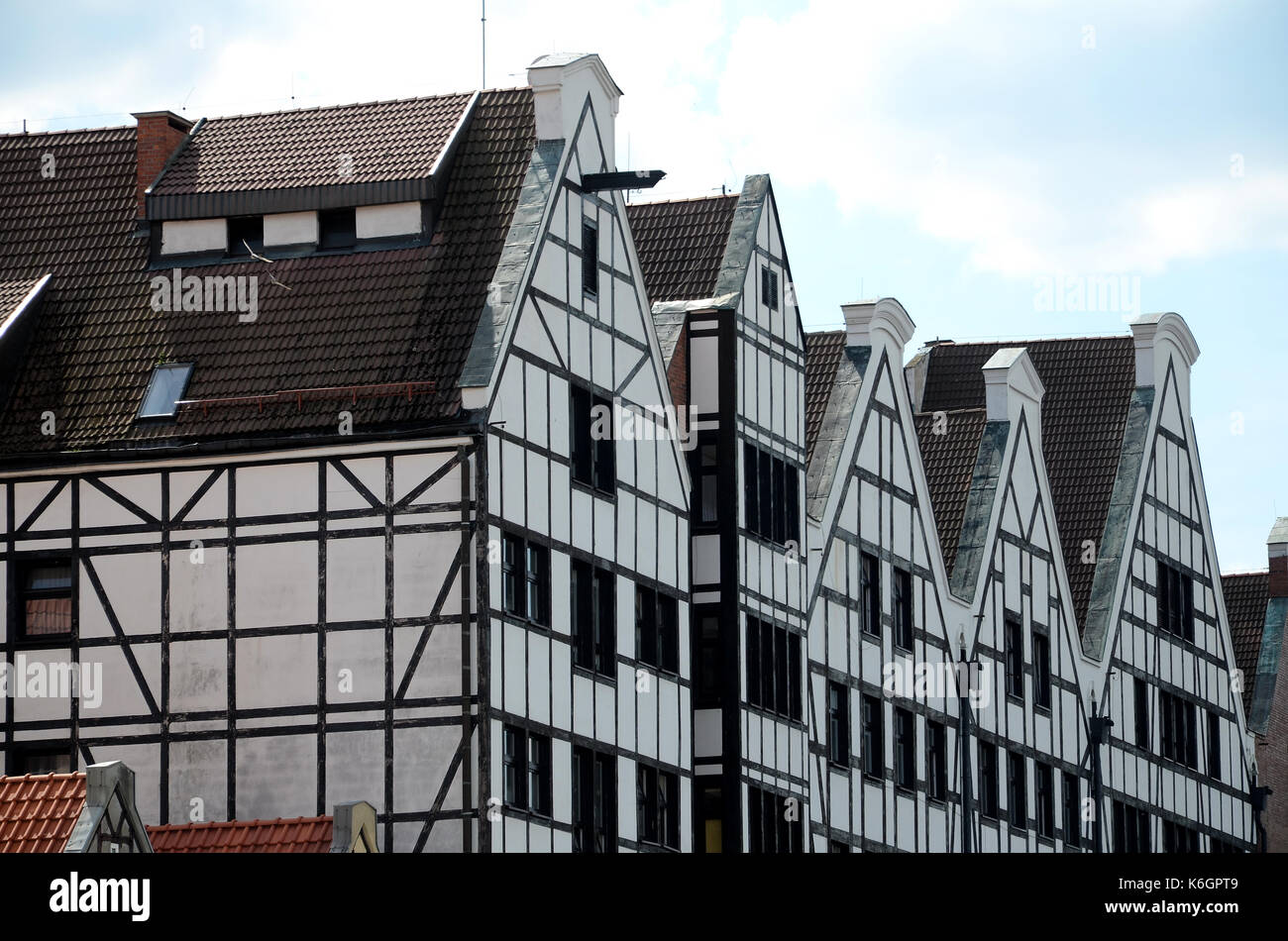 Buildings of the timber framing in Gdansk, Poland Stock Photo