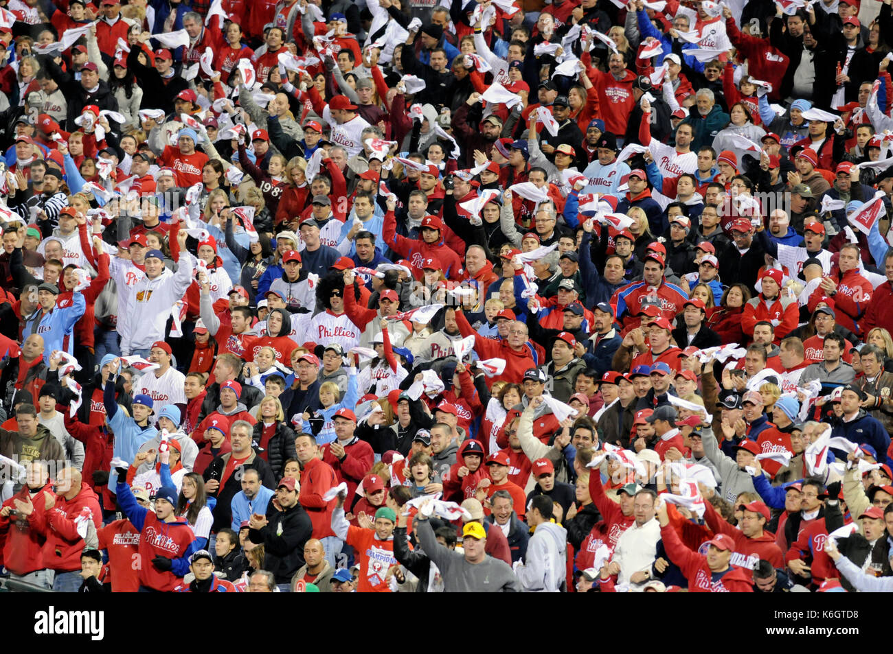 Citizens Bank Park in Philadelphia is filled with Philadelphia Phillies Fans for 2009 NLCS Game 4 against Los Angels Dodgers Oct. 19 2009. Stock Photo