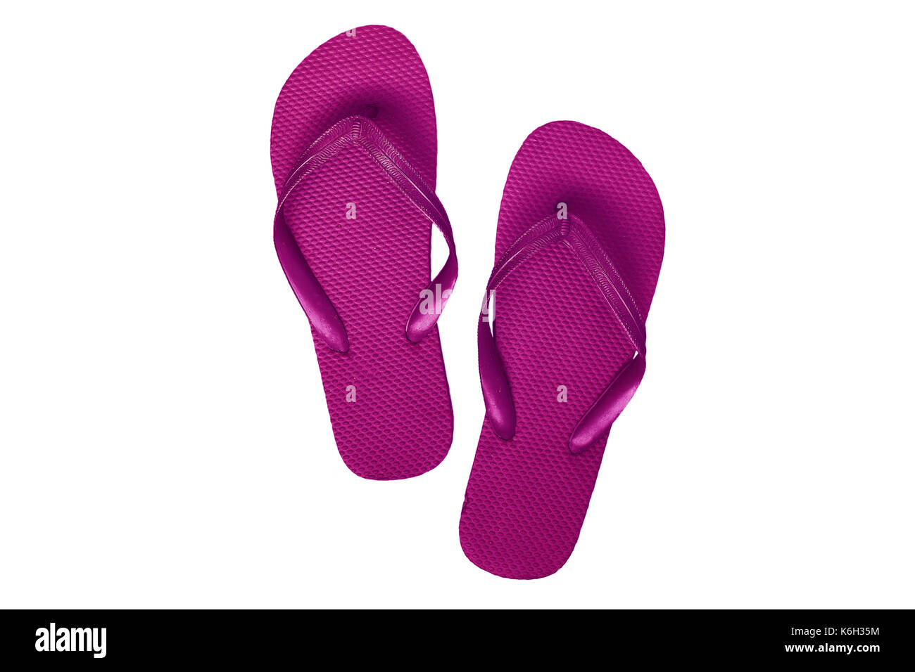 Pink-purple rubber flip flops, isolated on white background Stock Photo ...