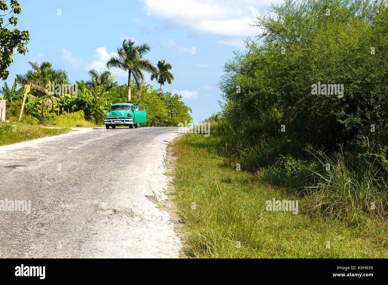 An Oldtimer on the road to Bahia Honda Stock Photo
