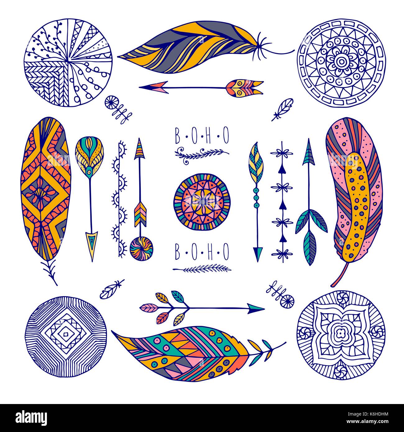 Color set of boho elements Stock Vector Image & Art - Alamy