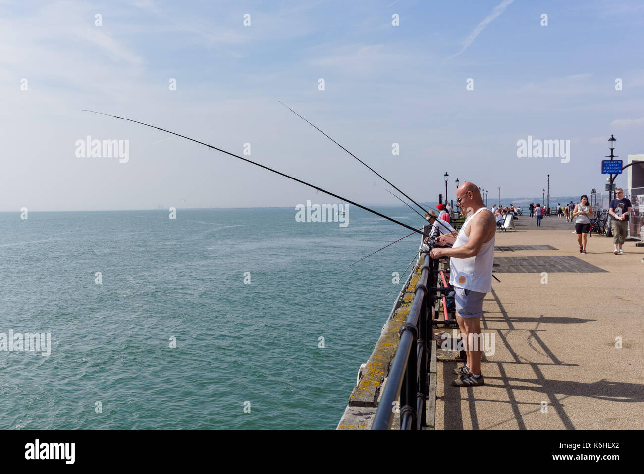 People enjoy sunny day on the Southend Pier, Southend-on-Sea, Essex, England, United Kingdom, UK Stock Photo