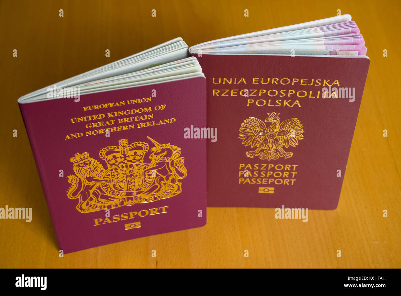 British passport and Polish passport Stock Photo