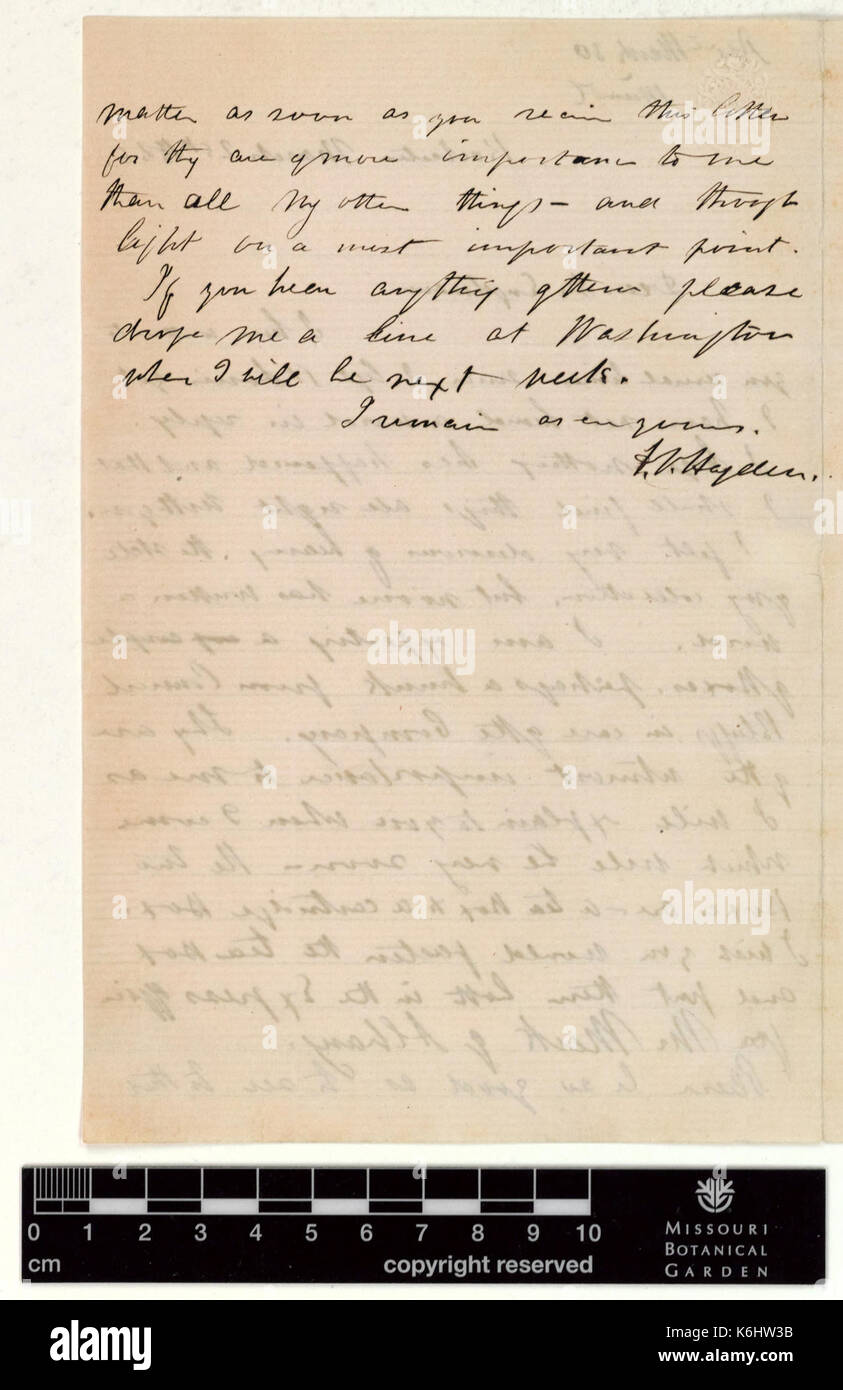 Correspondence   Hayden (Ferdinand) and Engelmann (George) (Mar 25, 1856 (1) verso) BHL43518754 Stock Photo