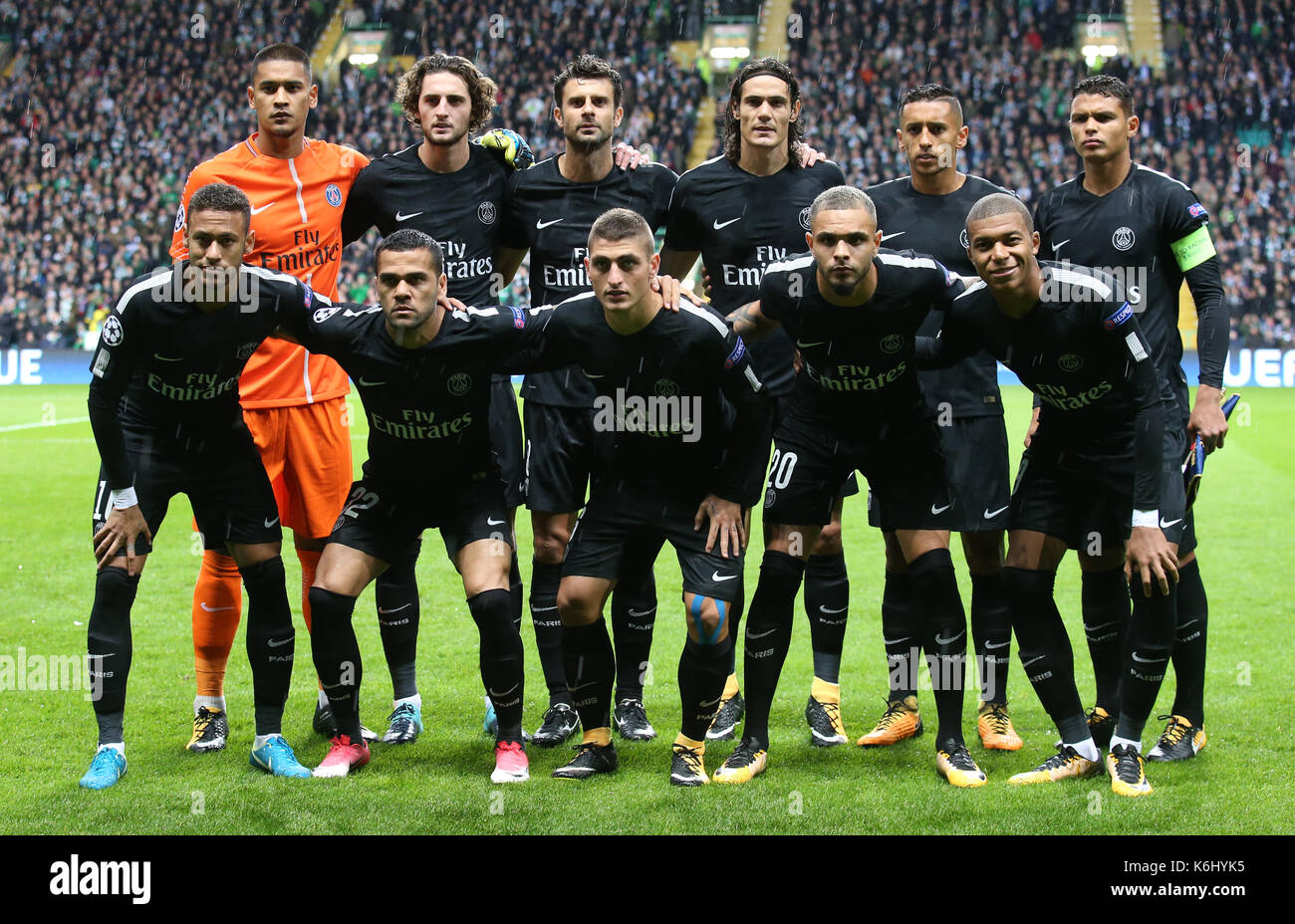 The Paris Saint Germain team line up before the UEFA Champions League,  Group B match at Celtic Park, Glasgow Stock Photo - Alamy