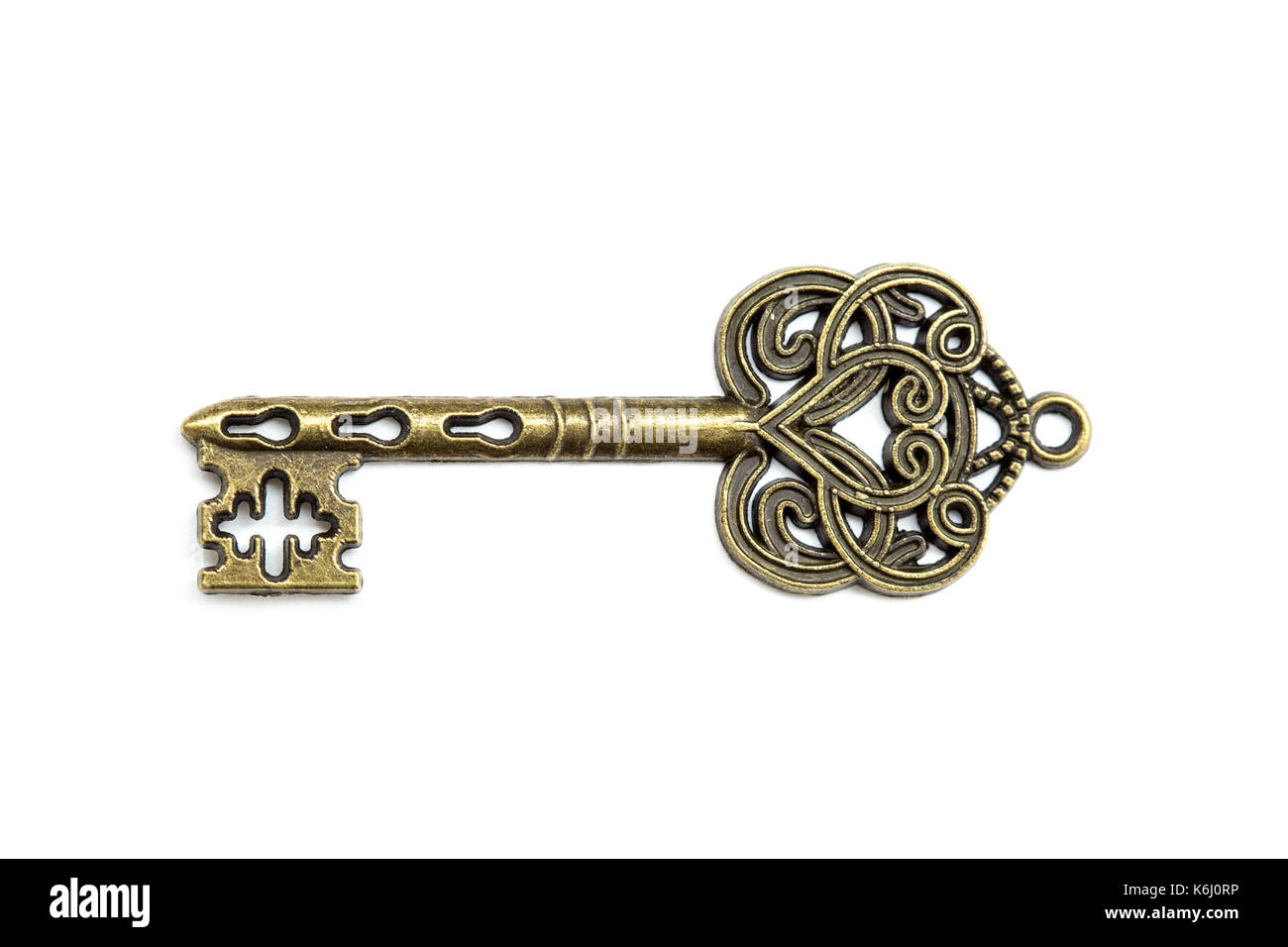 View at vintage metal key isolated on the white background Stock Photo ...