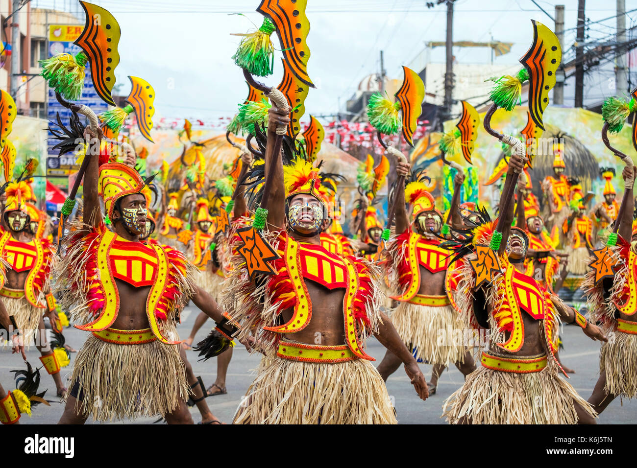 Ati warriors dancing at Dinagyang Festival, Iloilo, Philippines Stock Photo