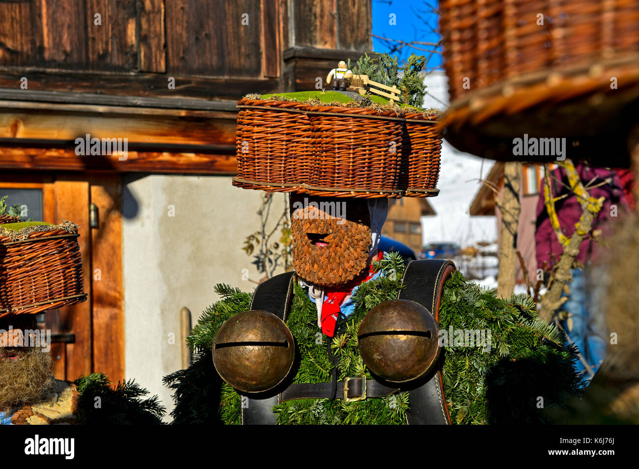 Pretty-Ugly Silvesterklaus with jingle bells, Urnäsch Silvesterchläuse at Old Sylvester, Urnäsch, Canton Appenzell Ausserrhoden, Switzerland Stock Photo