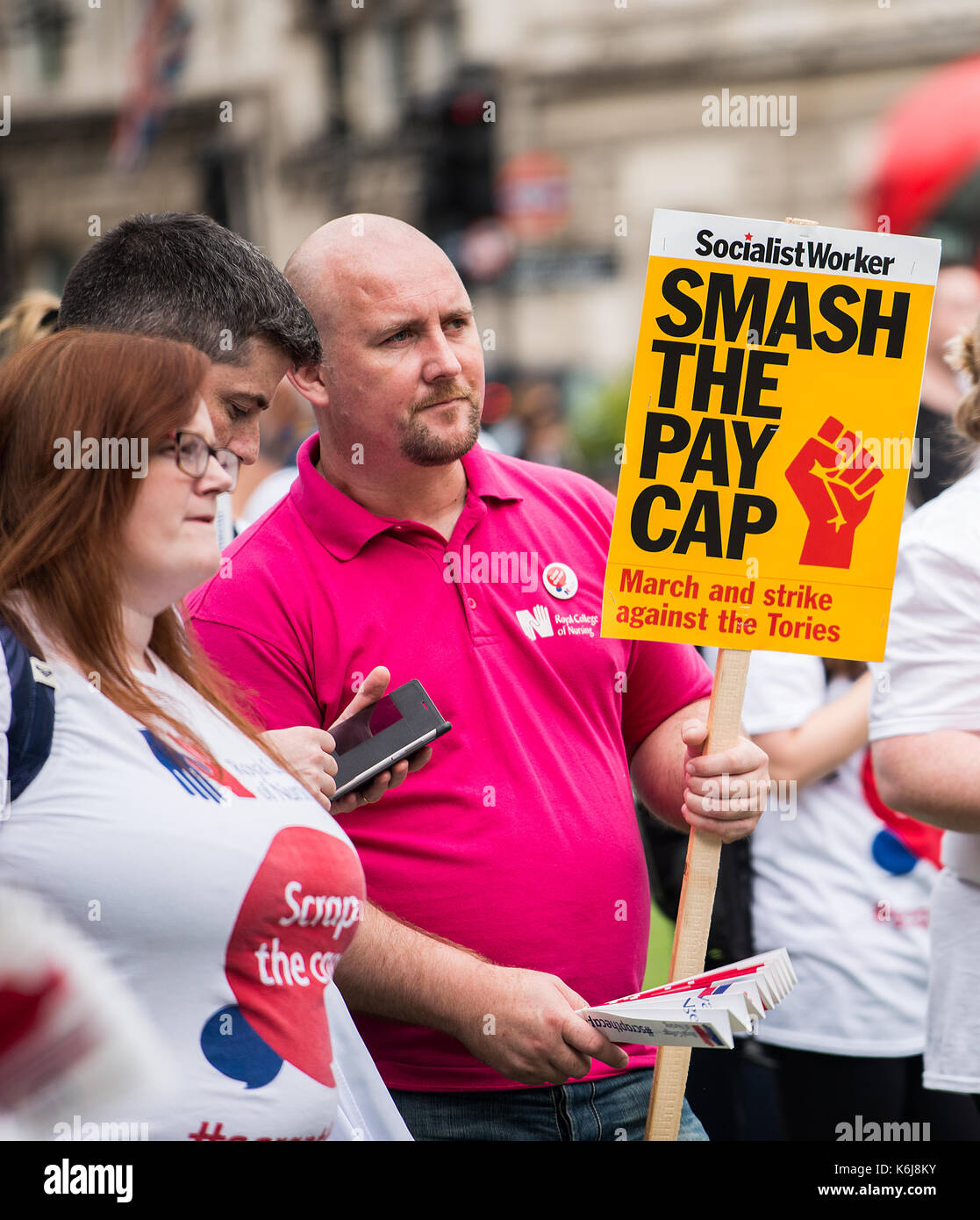 Scrap The Cap protest - Thousands of nurses gather at Parliament Square, London, to campaign against the government's 1% public sector pay cap. Stock Photo