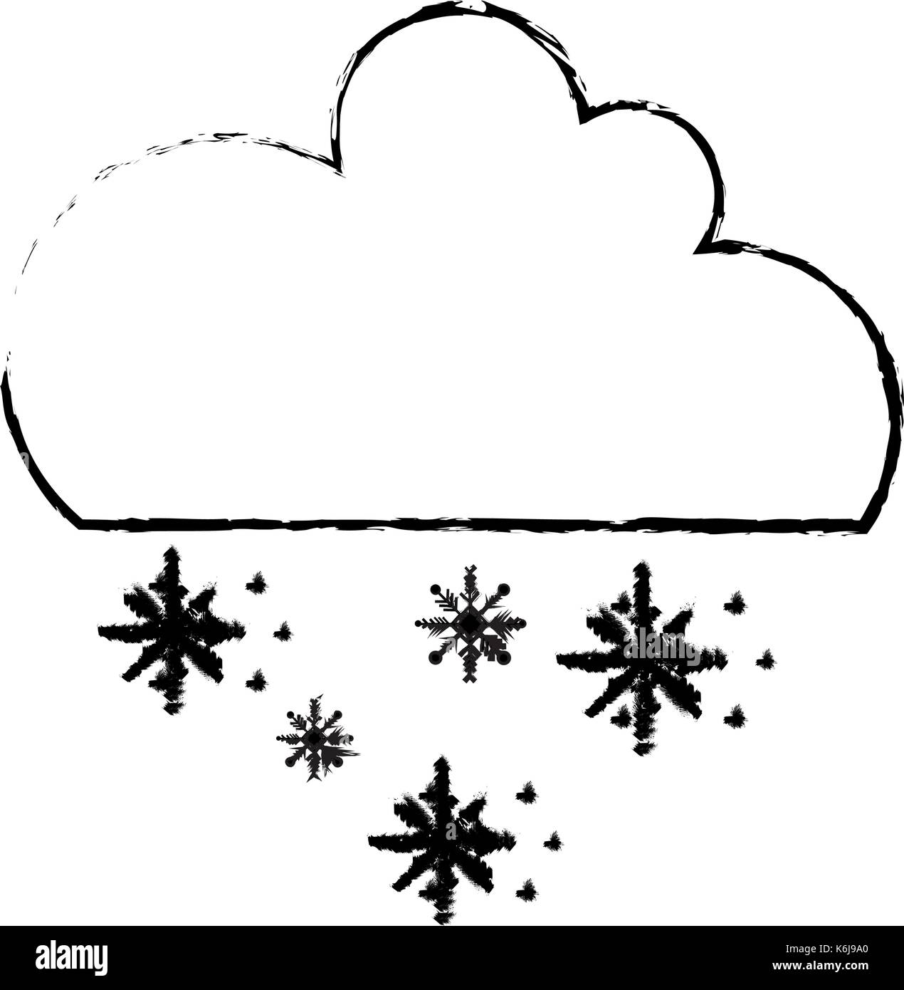 figure cute cloud with snow and cold weather Stock Vector Image & Art ...