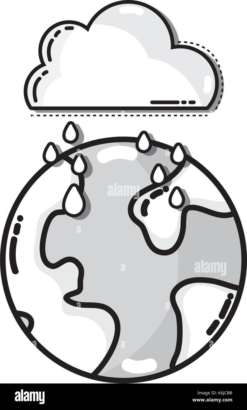 grayscale natural cloud raining in the earth planet Stock Vector