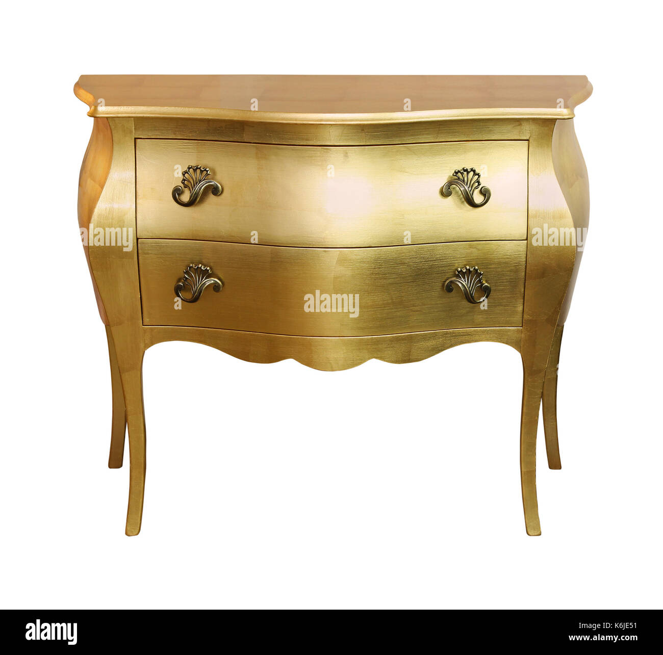 Vintage golden furniture isolated with clipping path included