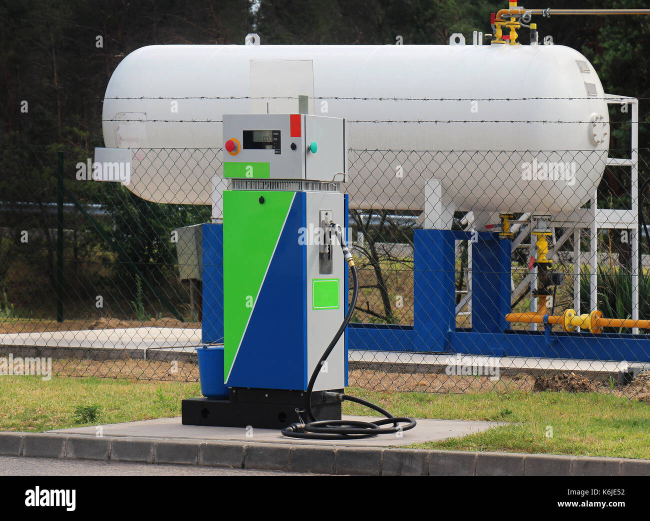 Compact LPG filling station for filling liquefied gas into the vehicle tanks Stock Photo
