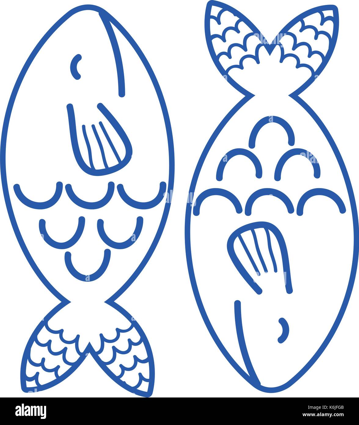 silhouette delicious and fresh fish food with nutrition Stock Vector ...