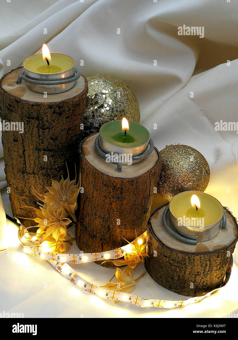 Christmas cards with candles Stock Photo Alamy