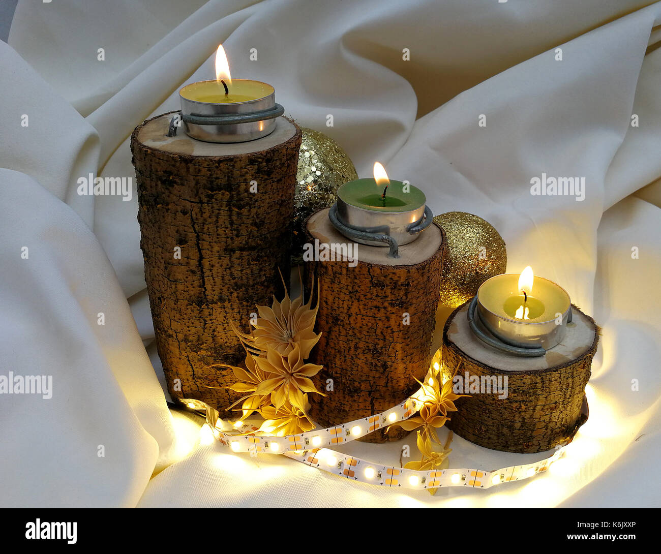 Christmas cards with candles Stock Photo Alamy