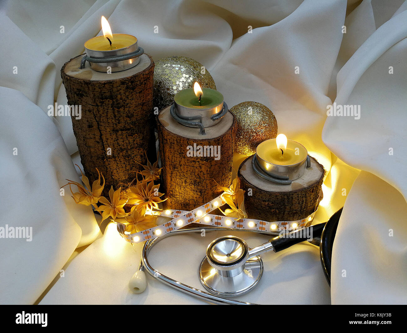 Medical Christmas cards with candles Stock Photo Alamy