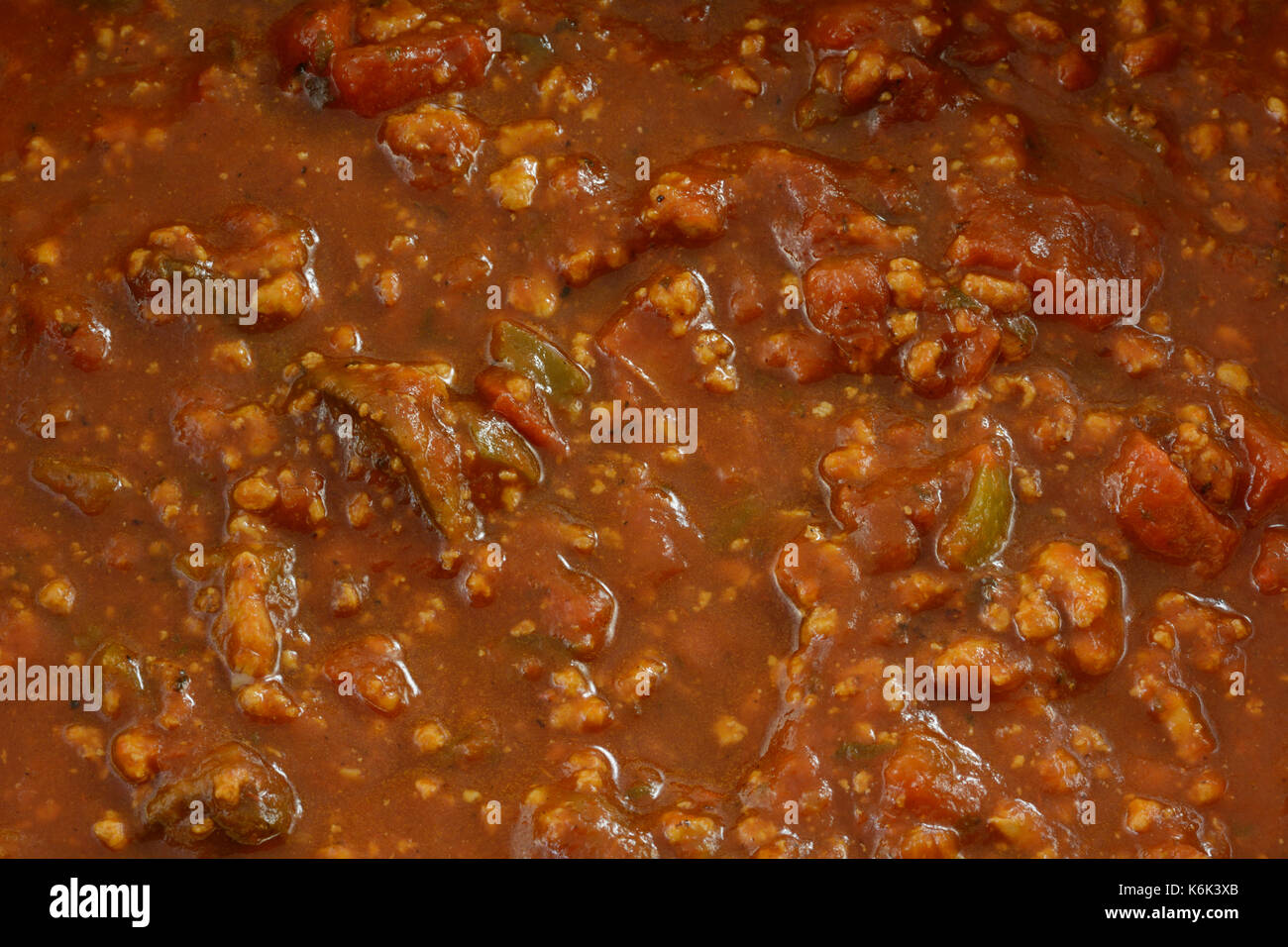 Close up of spaghetti sauce made with ground turkey meat for lower