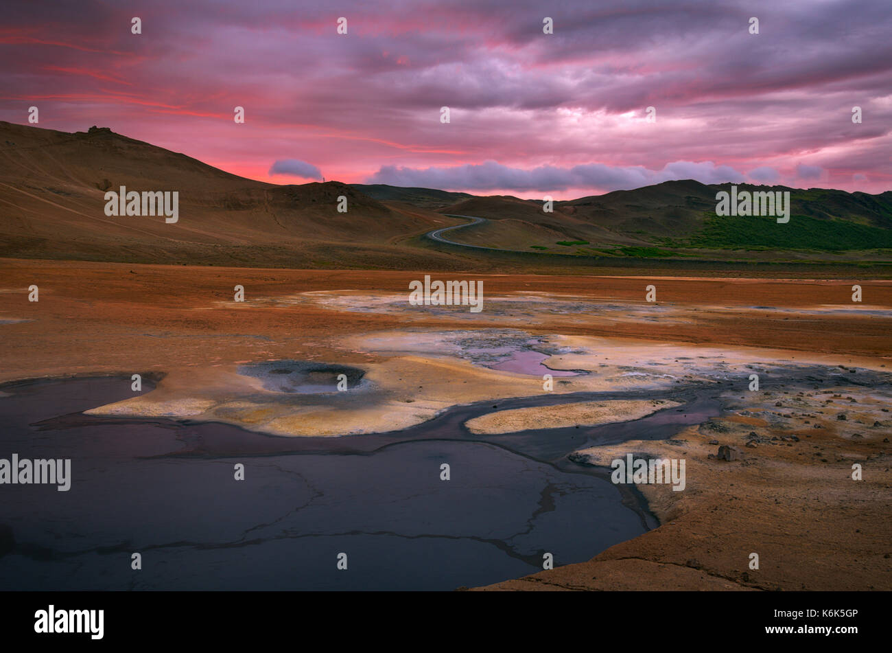 Hverir Iceland – Surreal Namafjall geothermal area in North Iceland. Stock Photo