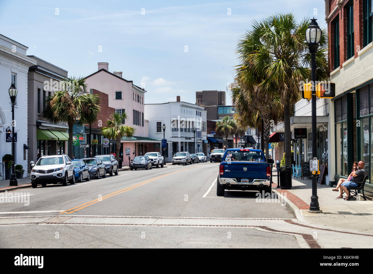 South Carolina, Beaufort, Bay Street, historic Downtown, stores, shops