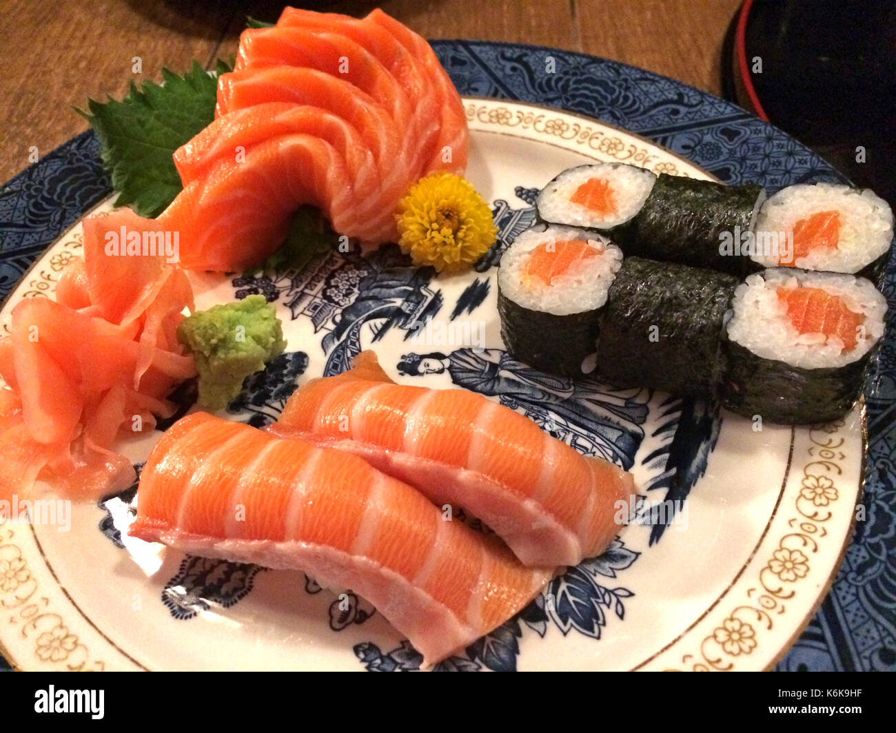 Set of salmon sushi Stock Photo
