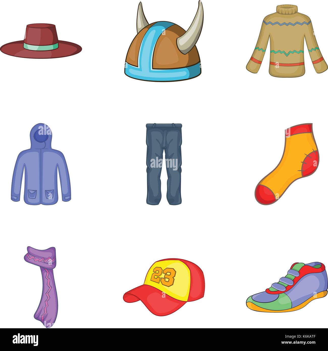 Winter clothes icon set, cartoon style Stock Vector Image & Art - Alamy