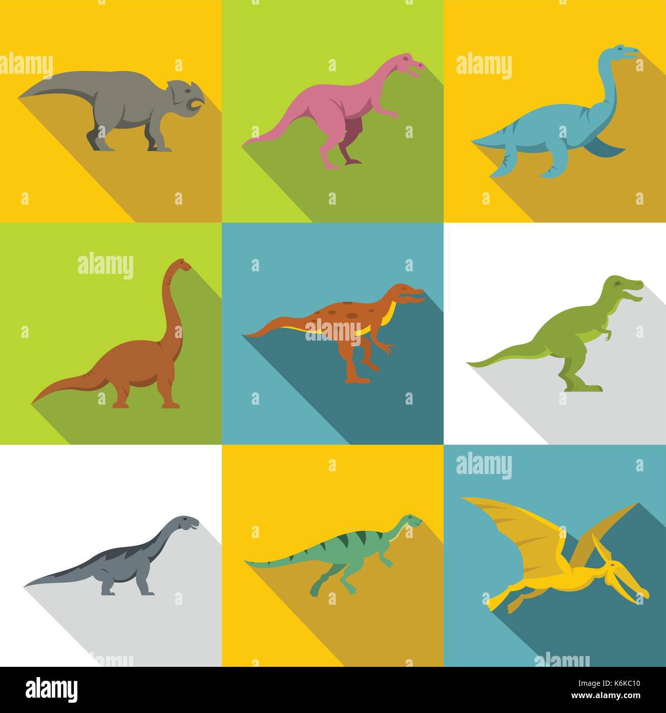 Figures of dinosaurs icon set, flat style Stock Vector Image & Art - Alamy