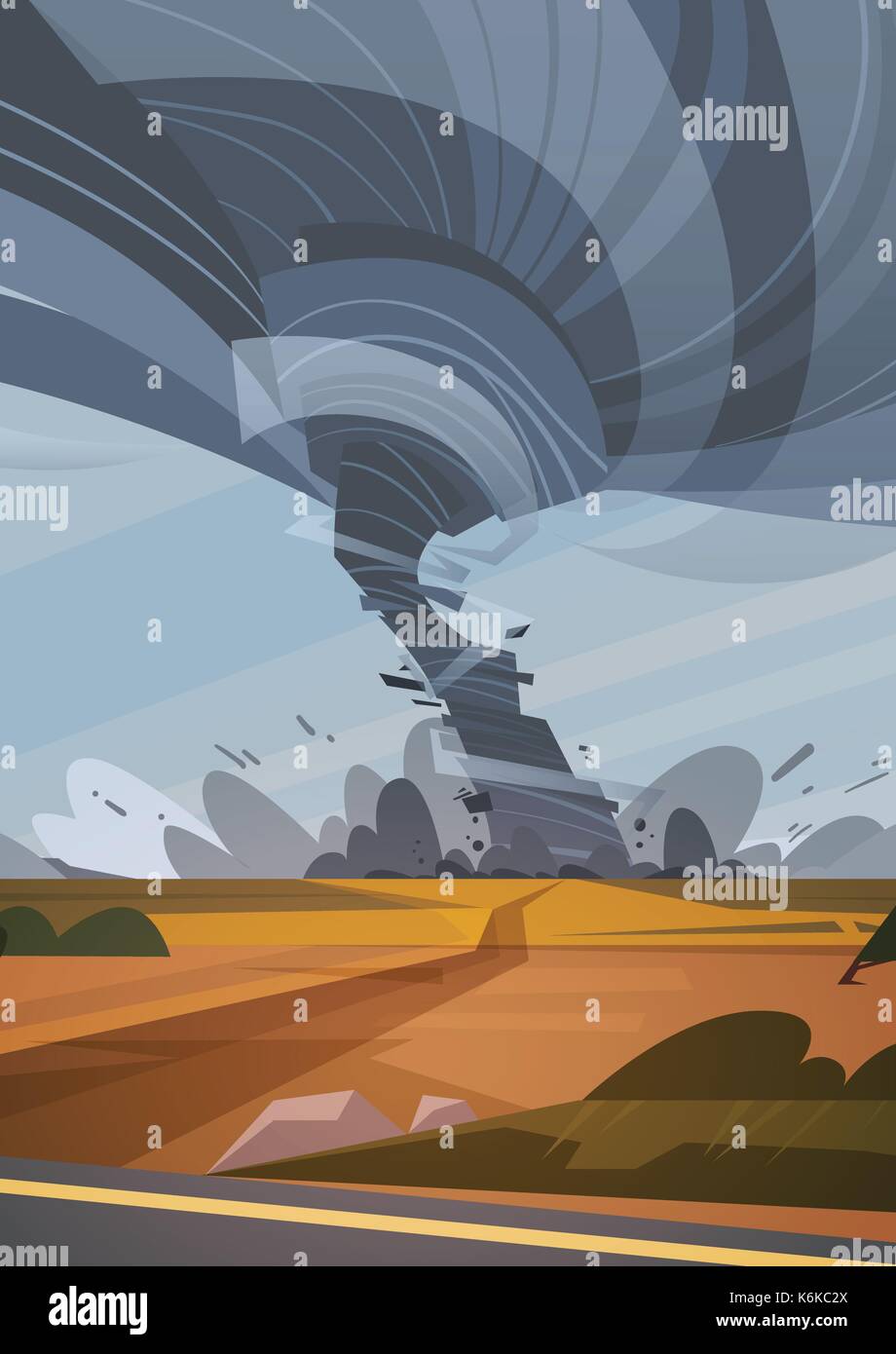 Tornado In Countryside Hurricane Landscape Of Storm Waterspout Twister ...