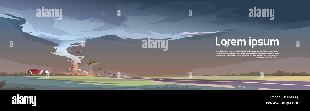 Tornado In Countryside Hurricane Landscape Of Storm Waterspout Twister ...