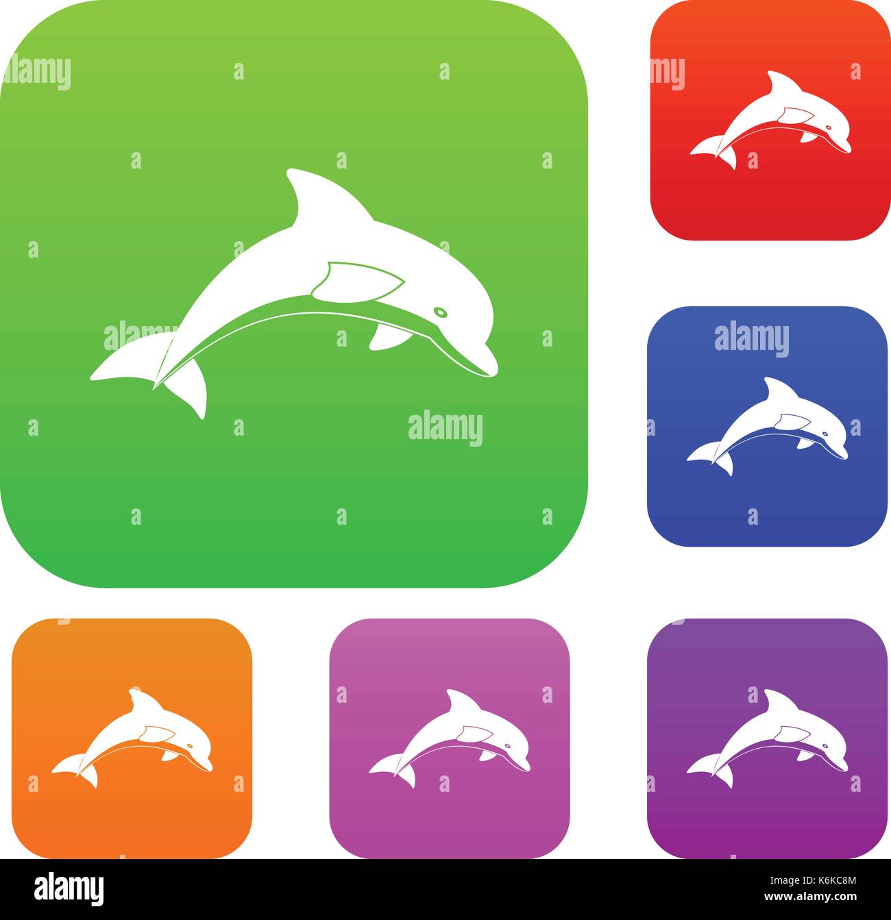 Jumping dolphin set color collection Stock Vector