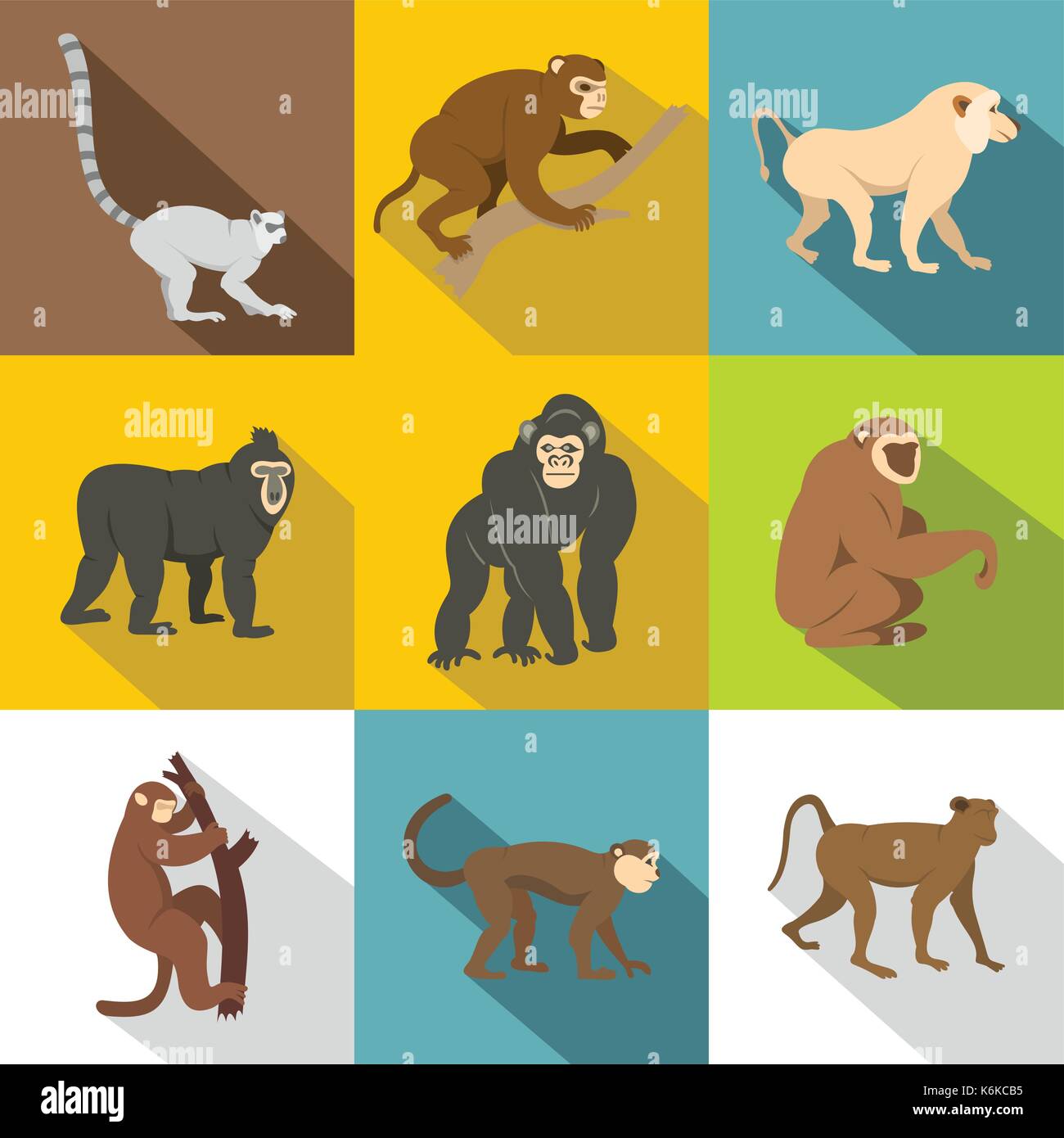 Tropical monkey icon set, flat style Stock Vector Image & Art - Alamy