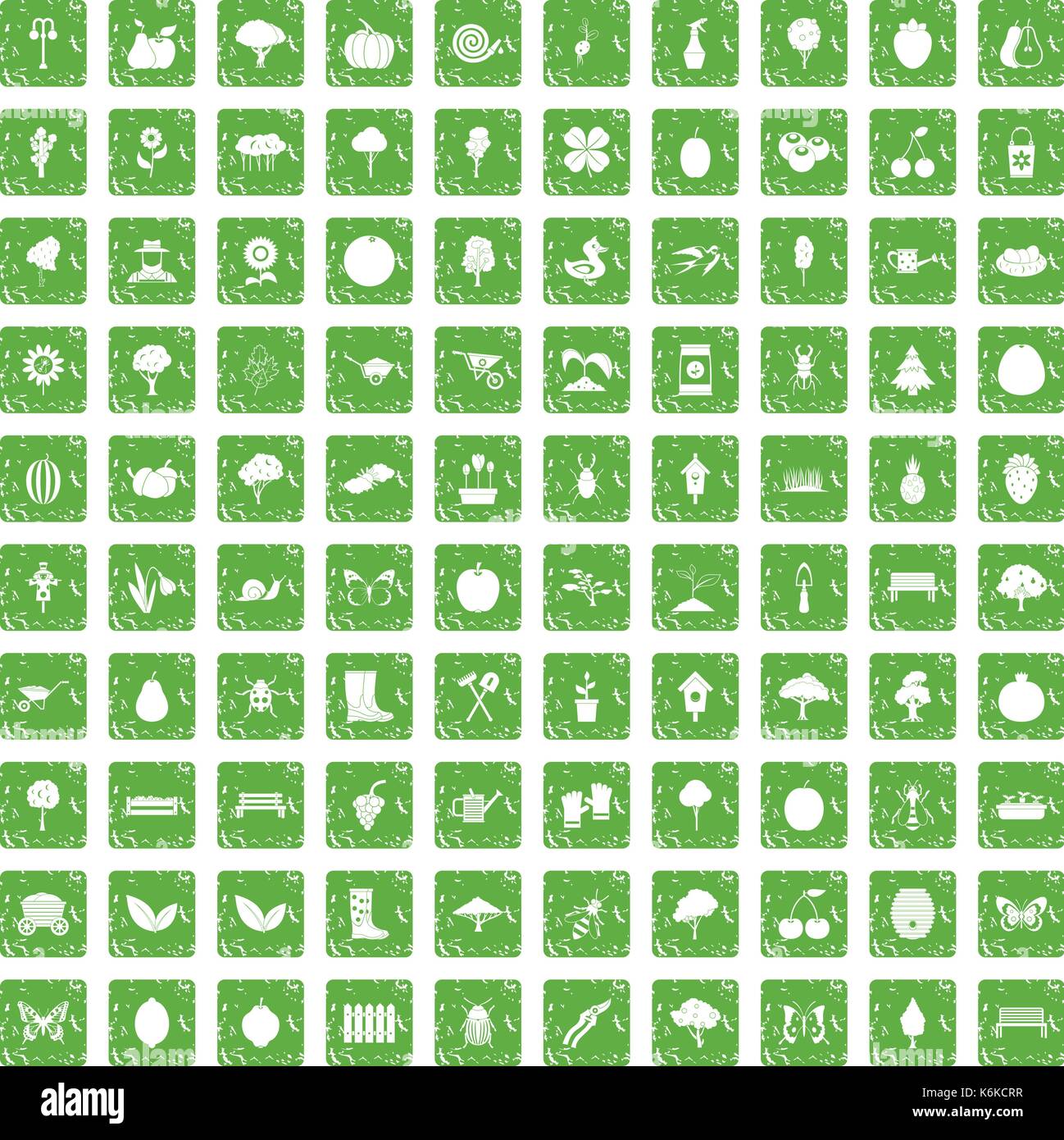 100 gardening icons set grunge green Stock Vector Image & Art - Alamy