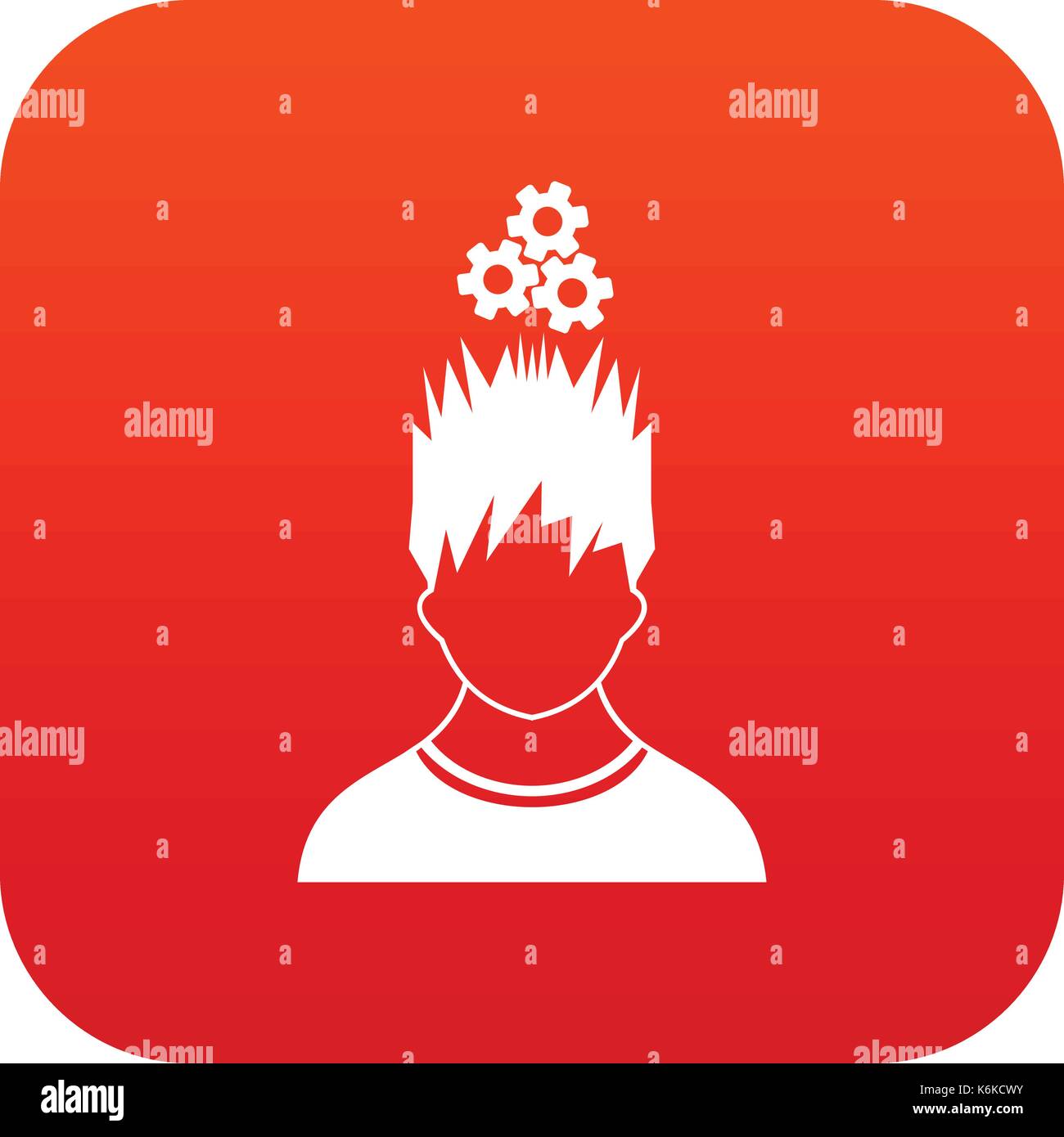 Man with metal gears over head icon digital red Stock Vector Image ...