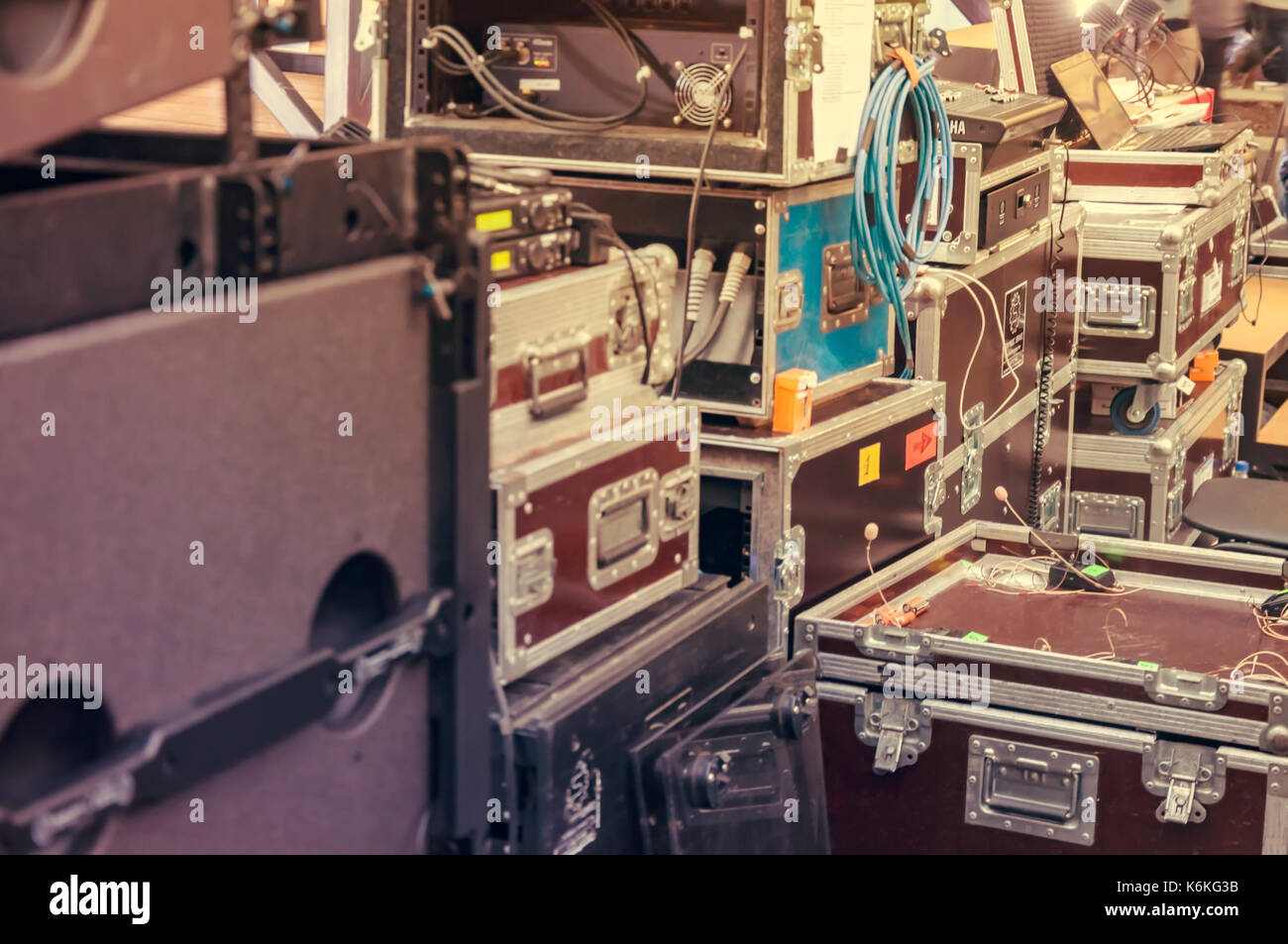 Boxes for the transport of musical instruments, toning Stock Photo Alamy