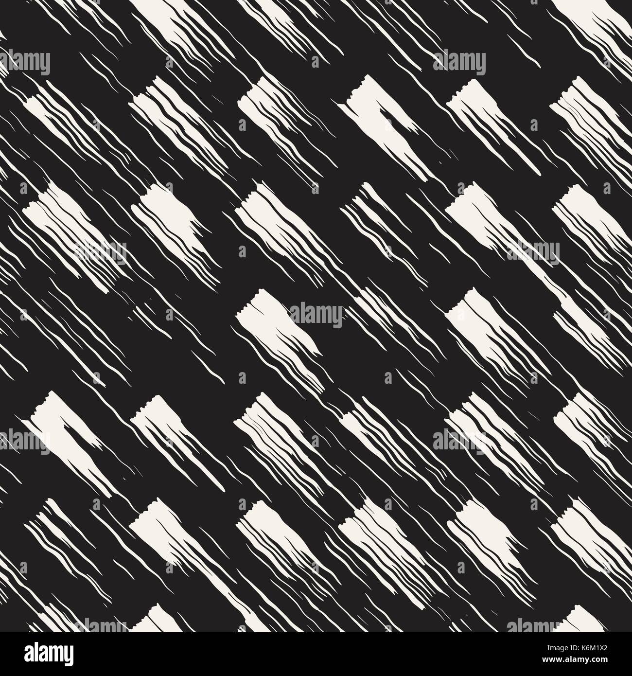 Vector seamless pattern with brush stripes and strokes. Black and white ...