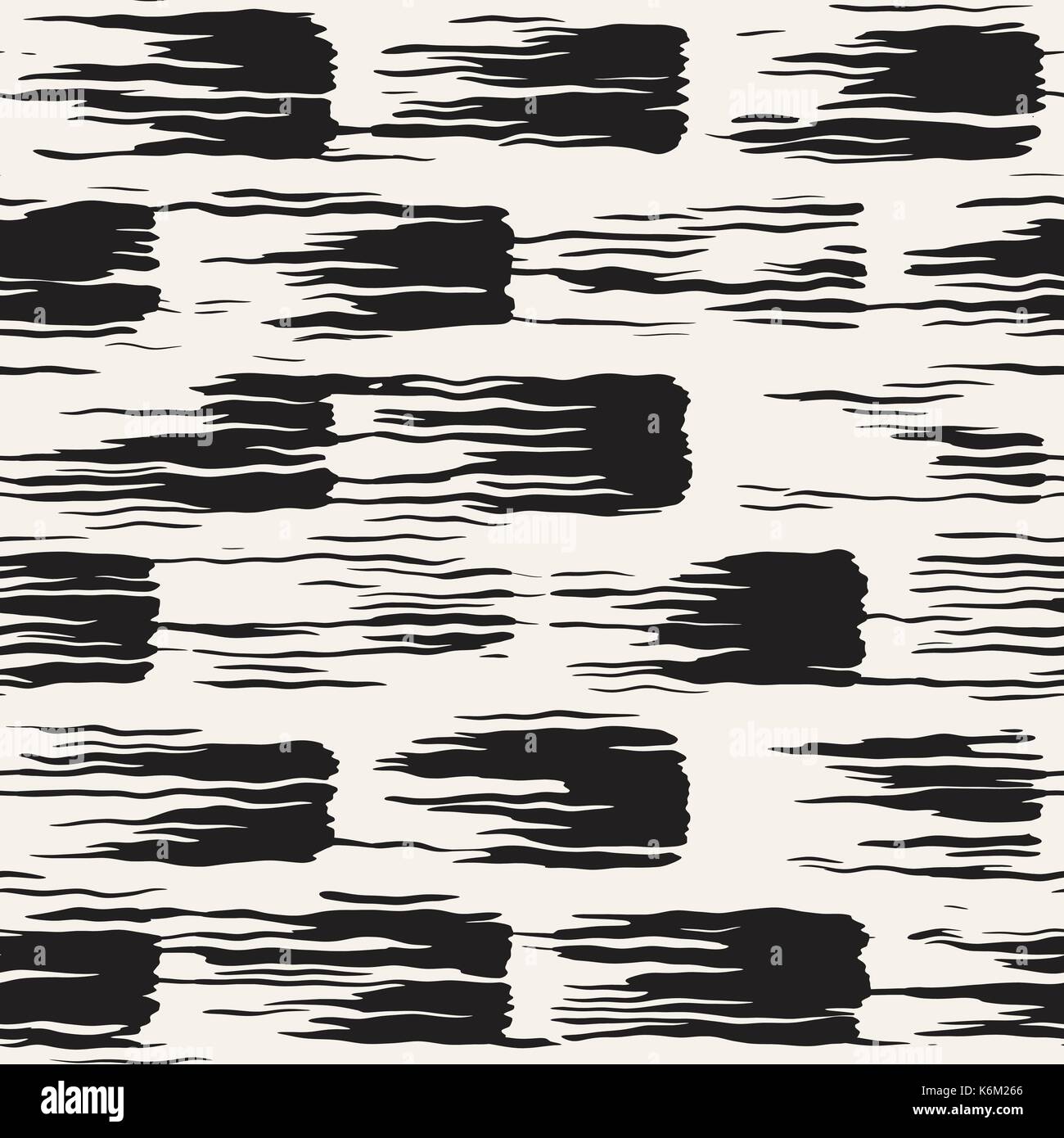 Vector seamless pattern with brush stripes and strokes. Black and white ...